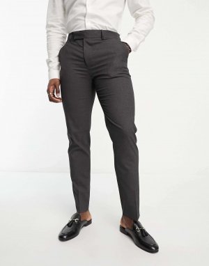 Темно-серые узкие костюмные брюки ASOS. Цвет: серый