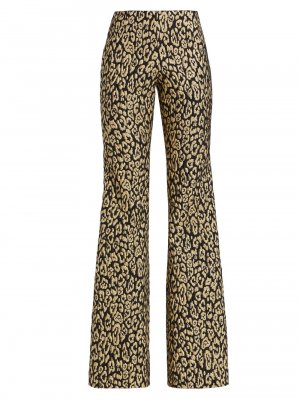 Жаккардовые расклешенные брюки с леопардовым принтом , черный Carolina Herrera