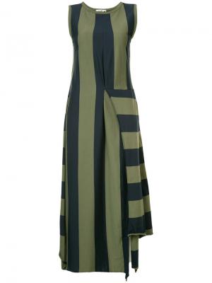 Асимметричное платье в полоску Hache. Цвет: синий