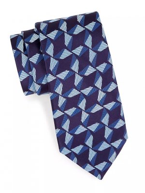 Шелковый галстук с ветряной мельницей , синий Charvet