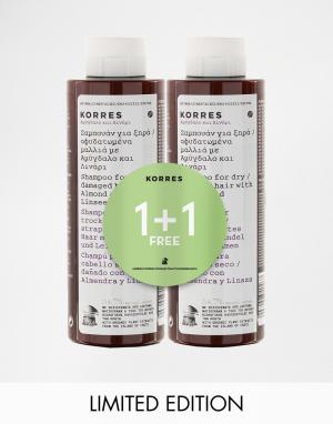 Шампунь ограниченной серии с миндалем и льняным семенем 1+1, 25 Korres. Цвет: almond linseed