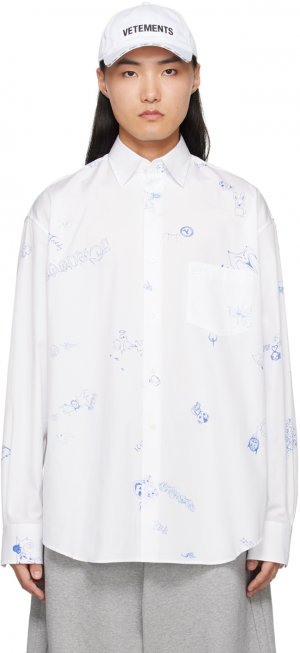 Белая рубашка с рисунком Vetements
