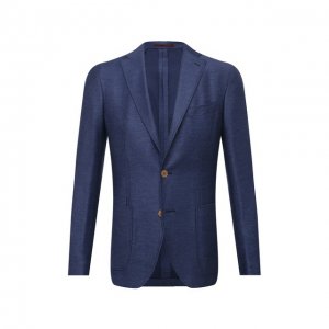 Пиджак из шерсти и шелка Luciano Barbera. Цвет: синий