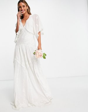 Свадебное платье из сетчатой ткани добби с вышивкой Jessica-Белый ASOS EDITION