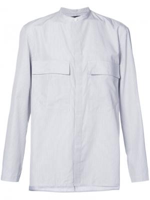 Полосатая рубашка с узким воротом и карманами Siki Im. Цвет: белый