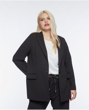 Женский пиджак на подкладке с принтом и воротником-стойкой , черный Fiorella Rubino