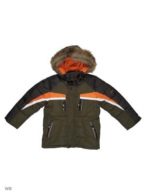Куртка для мальчика Пилот Пралеска. Цвет: хаки, оранжевый