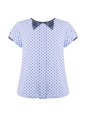 Блузка для девочки с коротким рукавом 7 одежек. Цвет: темно-синий, голубой
