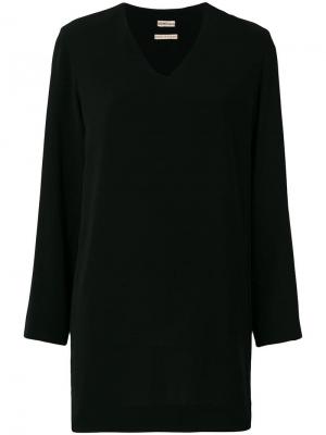Мини платье свободного кроя с длинными рукавами Hermès Vintage. Цвет: черный