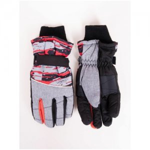 Перчатки зимние, подкладка, мембранные, размер 16(9-10 лет), мультиколор Yo!. Цвет: черный/красный/серый
