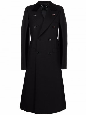 Двубортное шерстяное пальто Maison Margiela. Цвет: черный