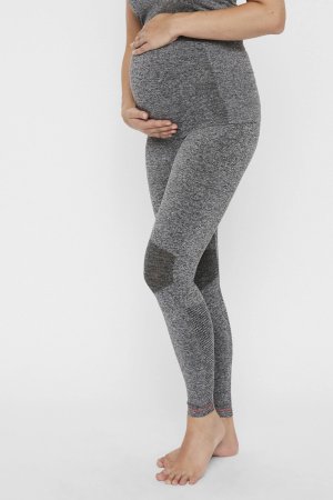 Леггинсы для беременных Activewear Gym с эластичным поясом на пуговицах , серый Mamalicious