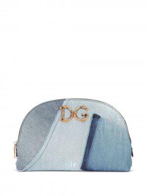 Джинсовая косметичка в технике пэчворк Dolce & Gabbana. Цвет: синий