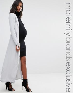 Легкое пальто макси для беременных Missguided Maternity. Цвет: серый