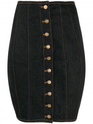 Джинсовая юбка 1992-го года Jean Paul Gaultier Pre-Owned. Цвет: черный