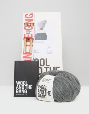 Набор для вязания шапки с помпоном Wool & Gang DIY Zion Lion and the. Цвет: серый