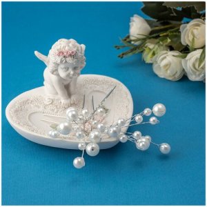 Необычные свадебные шпильки для волос невесты Морская пена с украшением из белых жемчужных бусин разного размера, набор 10 штук Свадебная мечта. Цвет: белый