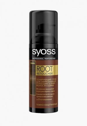 Тонирующее средство для волос Syoss Root Retoucher закрашивания отросших корней и седины Темно-каштановый. Цвет: коричневый