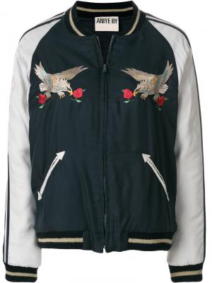 Куртка-бомбер с нашивками орлов Aniye By. Цвет: зелёный