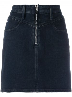 Джинсовая юбка мини Calvin Klein Jeans. Цвет: синий