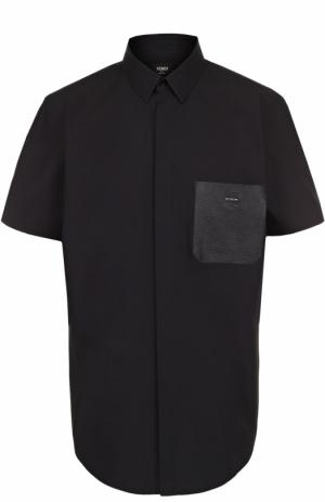 Хлопковая рубашка с короткими рукавами Fendi. Цвет: черный