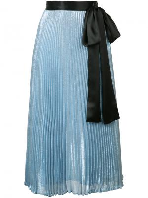Плиссированная юбка-миди с бантом Christopher Kane. Цвет: синий