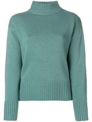 Трикотажный свитер с высокой горловиной Yves Salomon. Цвет: зеленый