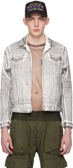 Серо-белая джинсовая куртка Icon Dan Dsquared2