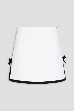 Двухцветная мини-юбка из атласного крепа с бантом, белый MSGM