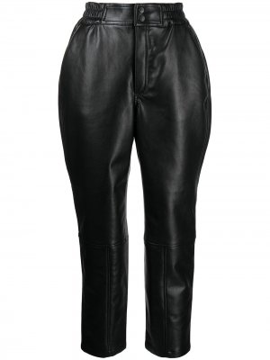 Укороченные брюки из переработанной кожи Rodebjer. Цвет: черный