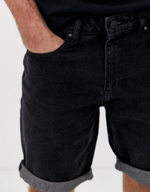 Черные джинсовые шорты слим -Черный New Look