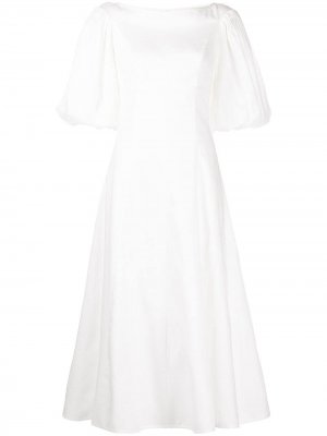Платье миди Empire с объемными рукавами ZIMMERMANN. Цвет: белый