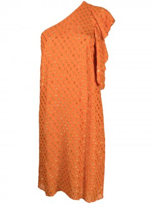 LAutre Chose платье на одно плечо с узором в горох L'Autre. Цвет: оранжевый