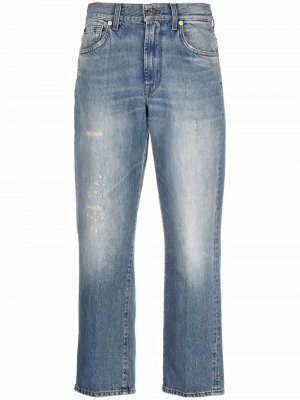 Укороченные джинсы с эффектом потертости 7 For All Mankind. Цвет: синий