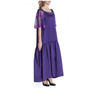 Платье-сарафан из плотного фиолетового шёлка, 48/50 Iya Yots. Цвет: фиолетовый