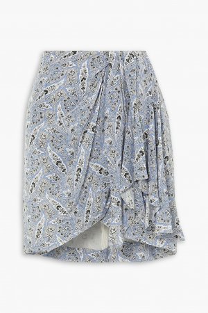 Мини-юбка Ixori из шелкового крепдешина с драпировкой и принтом пейсли ISABEL MARANT, синий Marant