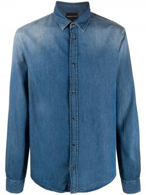 Джинсовая рубашка прямого кроя Emporio Armani. Цвет: синий