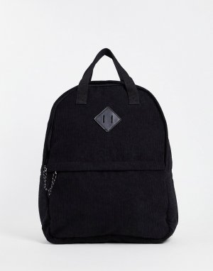 Черный вельветовый рюкзак с ручками -Черный цвет ASOS DESIGN