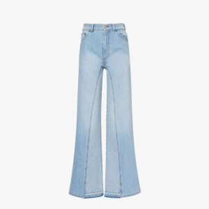 Расклешенные джинсы с высокой талией и эффектом потертости , синий Victoria Beckham
