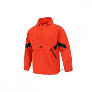 Sporty Casual Running Training Woven Hooded Jacket Men Tops Red H40214 Adidas