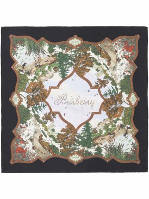 Шелковый платок с принтом Burberry. Цвет: коричневый