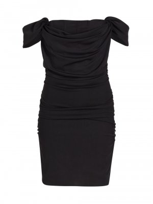 Коктейльное платье Stormi с открытыми плечами и рюшами STAUD, черный Staud