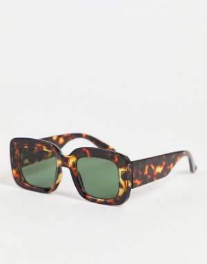 Крупные квадратные солнцезащитные очки в коричневой оправе с принтом -Коричневый цвет New Look