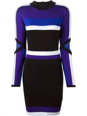Фактурное трикотажное платье в спортивном стиле Versace. Цвет: чёрный