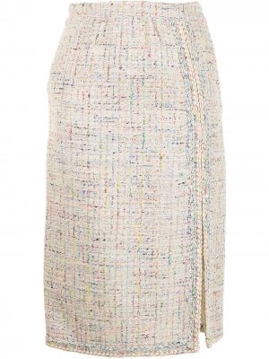 Твидовая юбка с боковым разрезом Giambattista Valli. Цвет: разноцветный