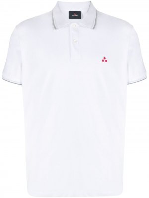 Рубашка поло с логотипом и окантовкой в полоску Peuterey. Цвет: белый