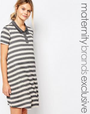 Платье-поло в полоску для беременных Bluebelle Maternity. Цвет: мульти