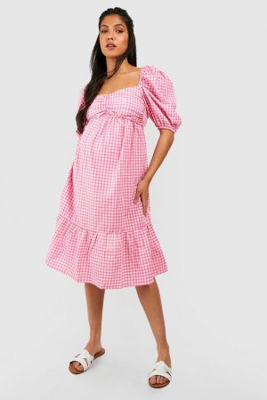 Платье миди с цветочной вышивкой для беременной , розовый Boohoo