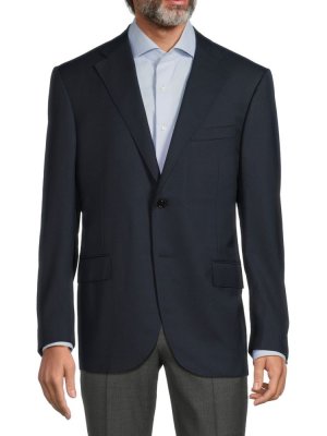 Базовый шерстяной пиджак классического кроя , темно-синий Corneliani