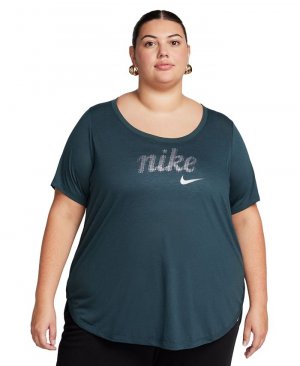 Женская футболка-туника с логотипом больших размеров Essential, зеленый Nike
